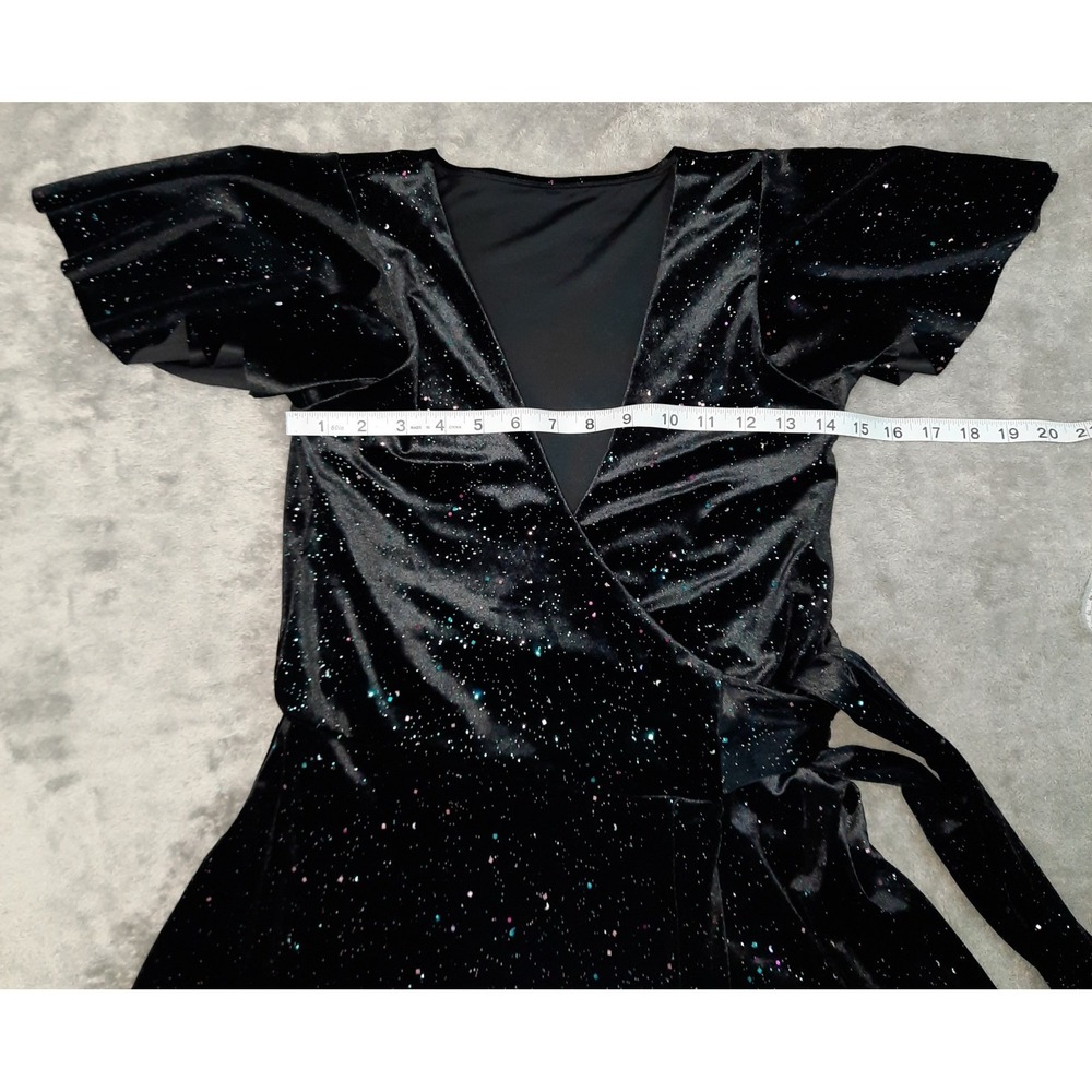 BlackMilk All That Glitters Black Velvet Wrap Midaxi Dress Small Whimsigoth Vamp - Picture 13 of 16